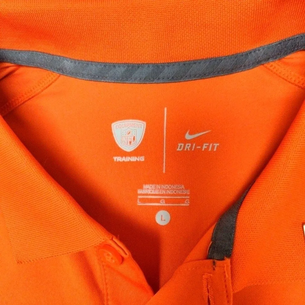Nike Chicago Bears Polo Shirt Mens Large Orange Dri-FIT Football Training Pro